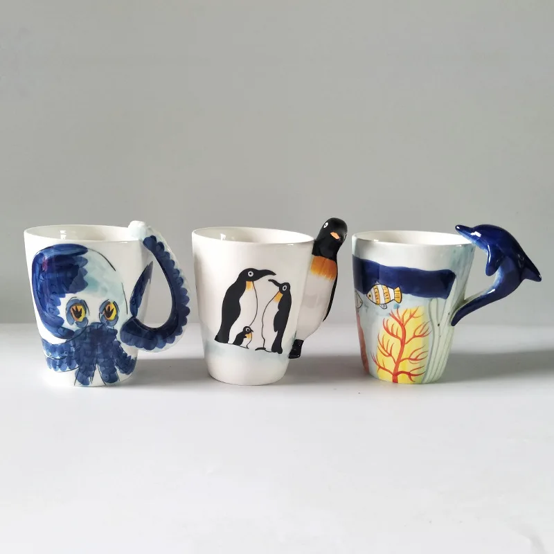 Handmade Creative Art Coffee Mug Ceramic Milk Cups Ocean Style mug,Xmas