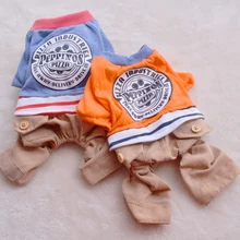Verano traje Vintage para perros de razas pequeñas azul naranja chandals con pantalones de mezclilla cachorros, animales gatos domésticos suministros de ropa