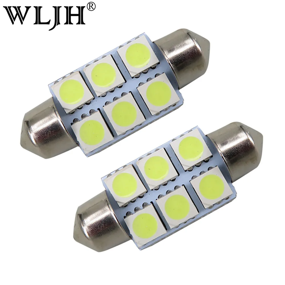 

WLJH 10pcs White 36mm Festoon 5050 SMD 6 LED C5W Car Led Auto Interior Dome Door Light Lamp Bulb Pathway lighting 12V Work Lamp