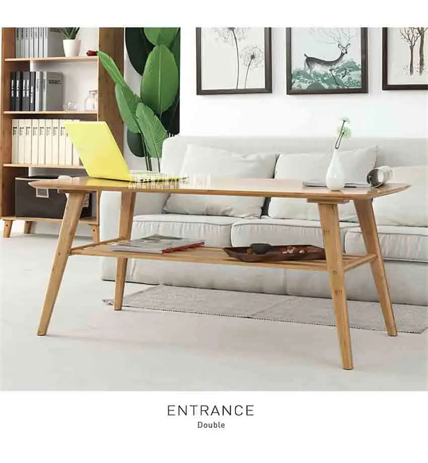 ZT-180325, Современный внутренний диван, журнальный столик, мебель для гостиной, прямоугольный бамбуковый чайный столик с полкой(120*60*40 см