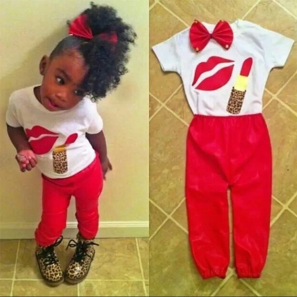 

2pcs baby girl clothes Toddler Kids Baby Girls Outfits Clothes Cute Print T-Shirt+Pants+Headband Children Baby Girl Clothing Set
