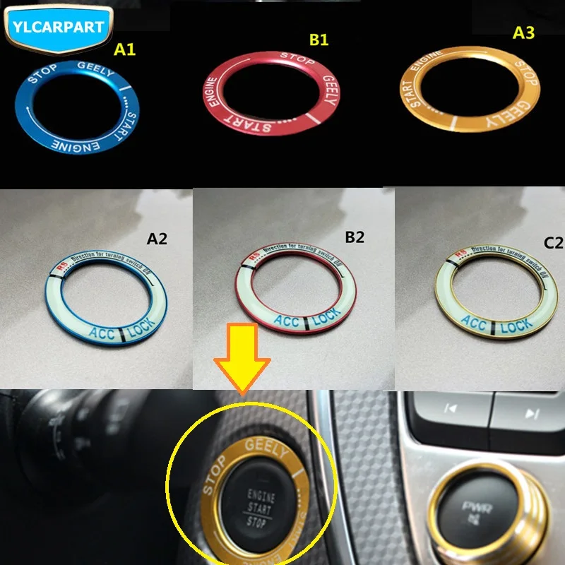 

For Geely Atlas,Boyue,NL3,SUV,Proton X70,Emgrand X7 Sports,GL,GS,Car starter button ring sticker