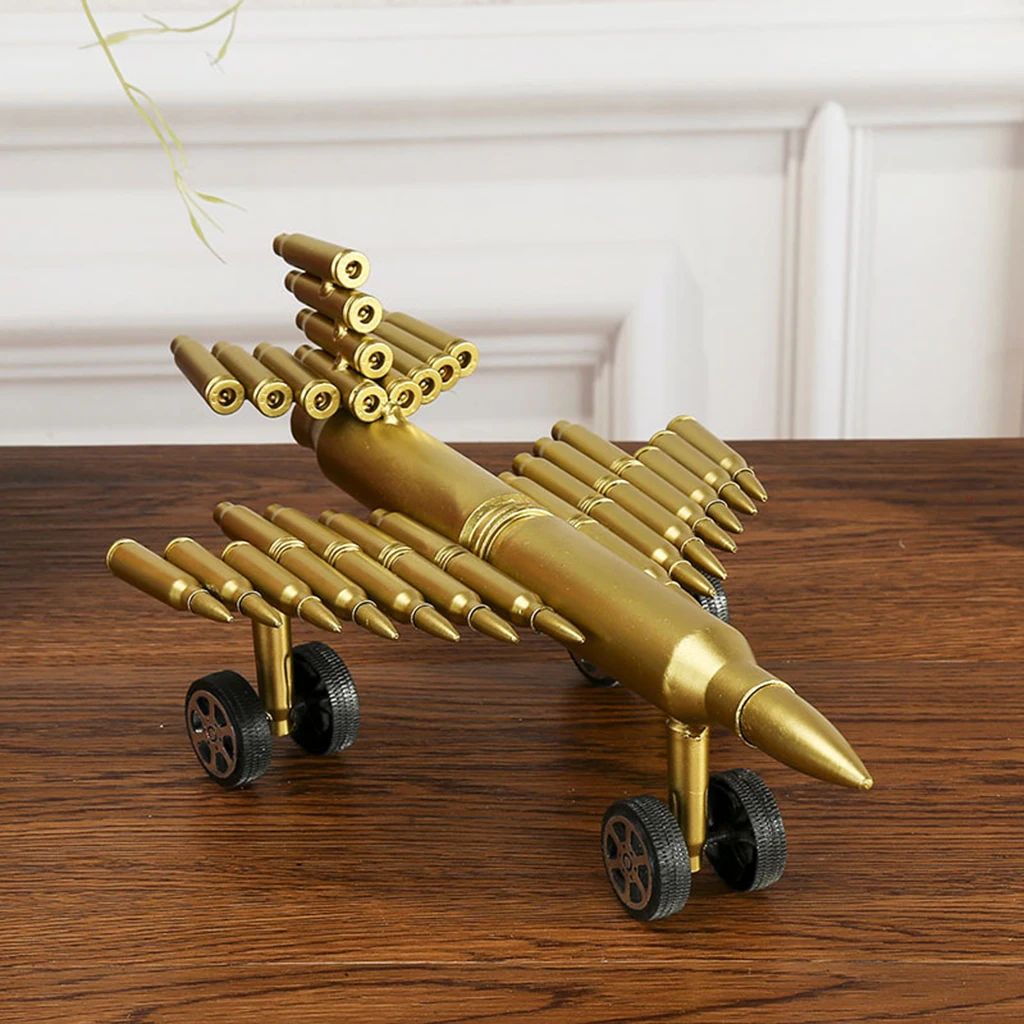 Metal Craft Jet Airplane Model Air Force Aircraft Sculpture Made From Shells Casings Shaped Army Toy Home Decor Gift #B