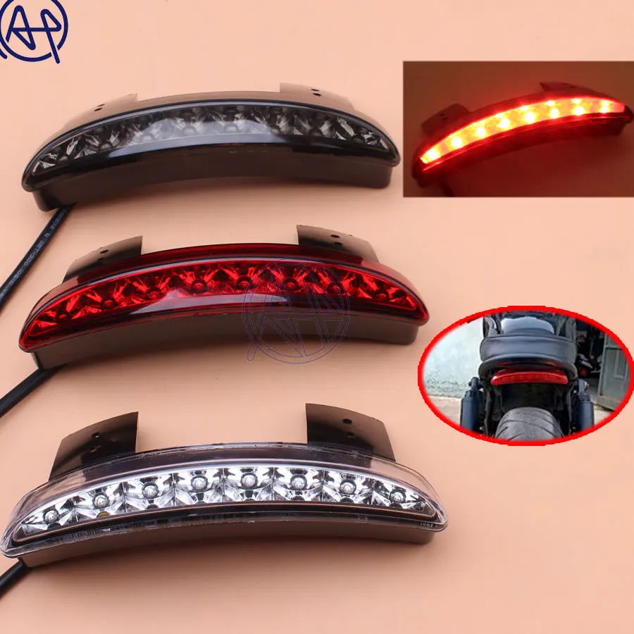 Cena 1 sztuk tylny błotnik motocyklowy krawędzi lampa tylna LED ostrzeżenie Stop lekki dym czerwony Clear Lens dla Harley żelaza 883 XL883N XL1200N posiekane