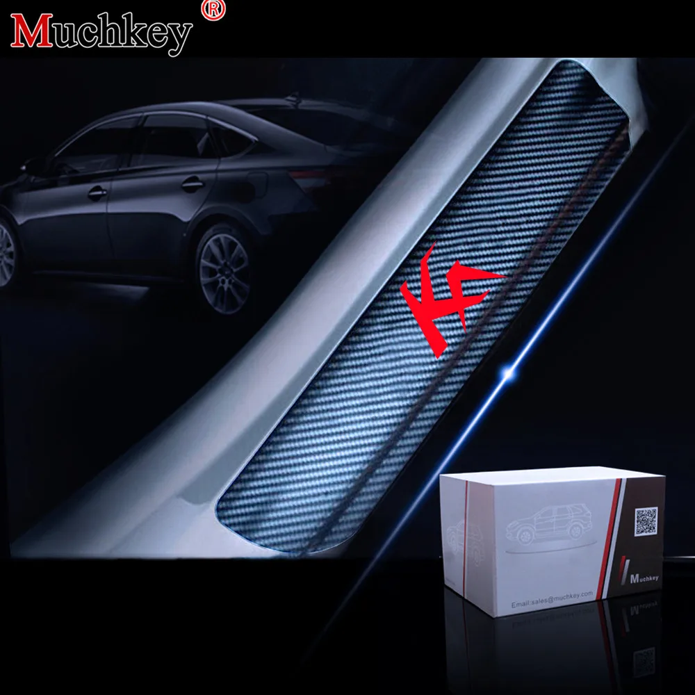 

For Ford KA 4D Carbon Fiber Vinyl Sticker Door Sill Protector Car Door Sill Welcome Pedal Stickers Auto Car Accessories 4Pcs