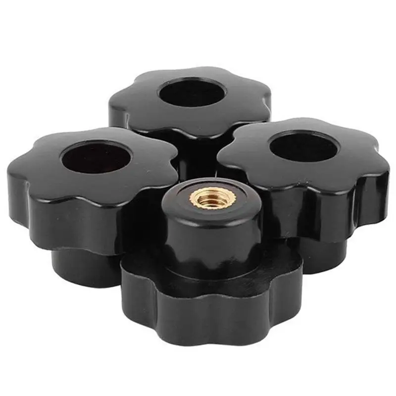 

5X M6 X 32Mm Female Thread 7 Lobes Through Hole Clamping Knob Grip Black