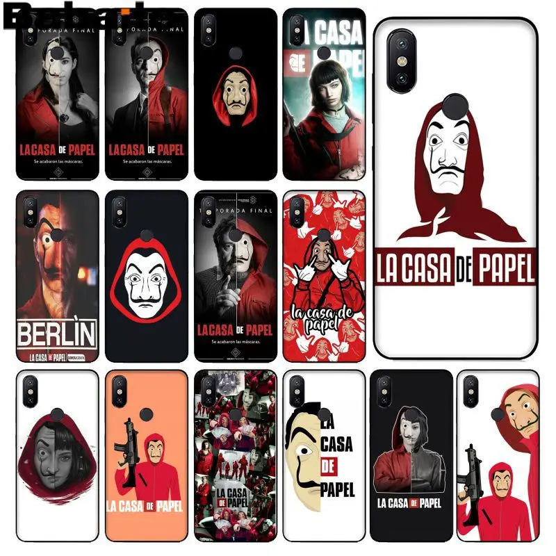 

Babaite la casa de papel TV Black Silicone Soft TPU Phone Cover for xiaomi mi 6 8 se note2 3 mix2 redmi 5 5plus note 4 5 5 case