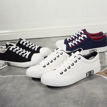 

Men Canvas Shoes Simple Casual Mens Loafers 2019 Autumn High Quality Anti-Slip Comfortable Vulcanized Shoes Man Flats