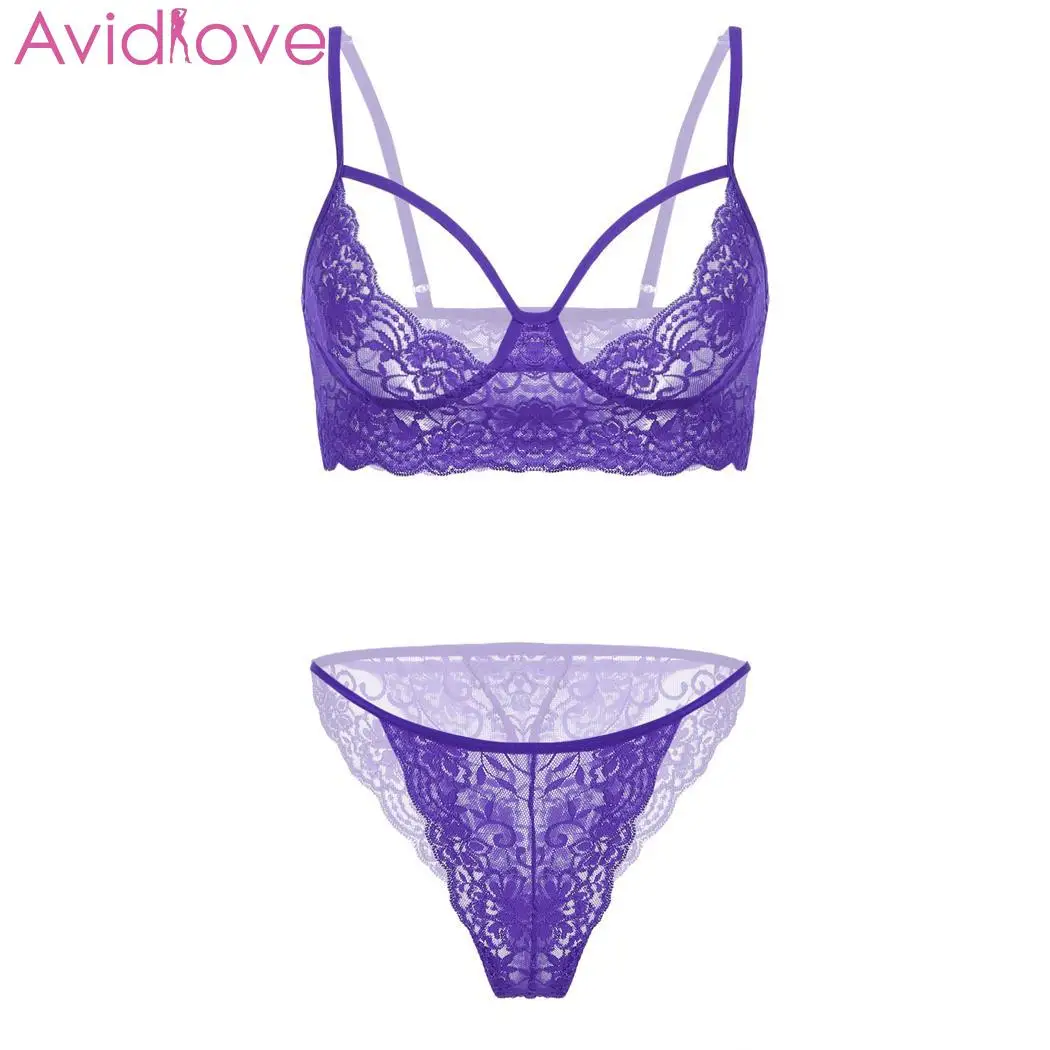 Avidlove Women Sexy Lingerie Set Sex Shop Transparent Bikini Exotic Bodysuit 2 Bra Sheer Cup Open Lace Briefs Avidlove Women Sexy Lingerie Set Sex Shop Transparent Bikini Exotic Bodysuit 2 Bra Sheer Cup Open Lace Briefs