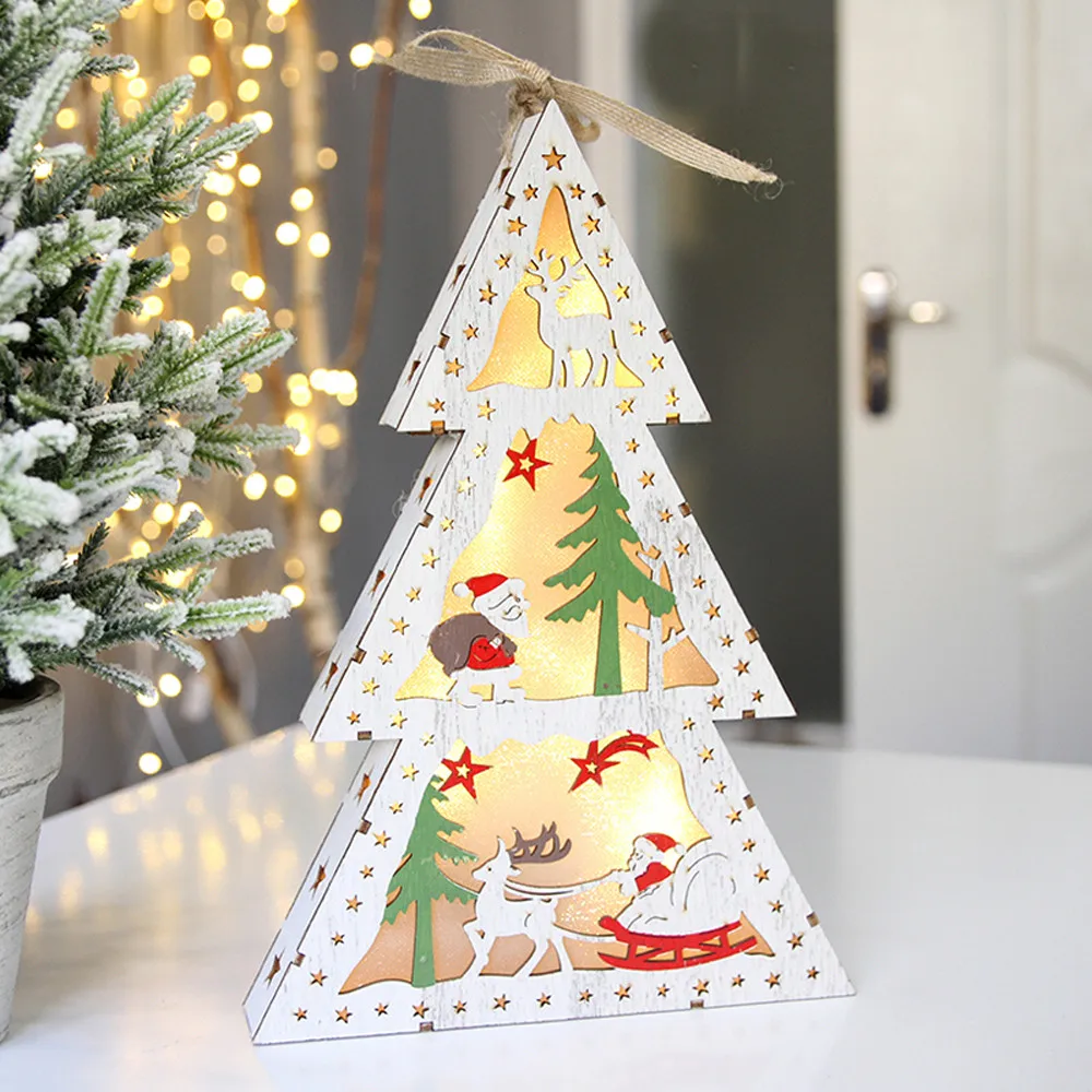Рождественский Настольный светящийся подарок деревянное украшение лось Санта Клаус домашнее украшение Новогодние товары Мини Рождественская елка