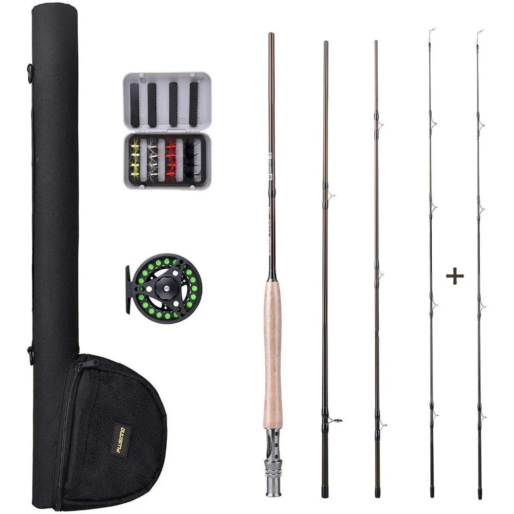 PLUSINNO Lightweight Ultra Portable Fly Fishing Rod Reel Graphite Pole