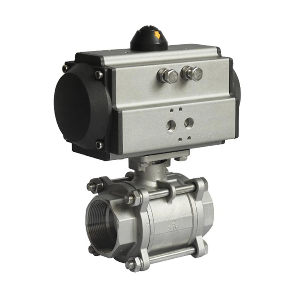 Резьба NPT 2 дюйма 2 способа Пневматический шаровой клапан с резьбой Весна возвратная двойная действующая нержавеющая сталь 304 PTFE сиденье 1000WOG