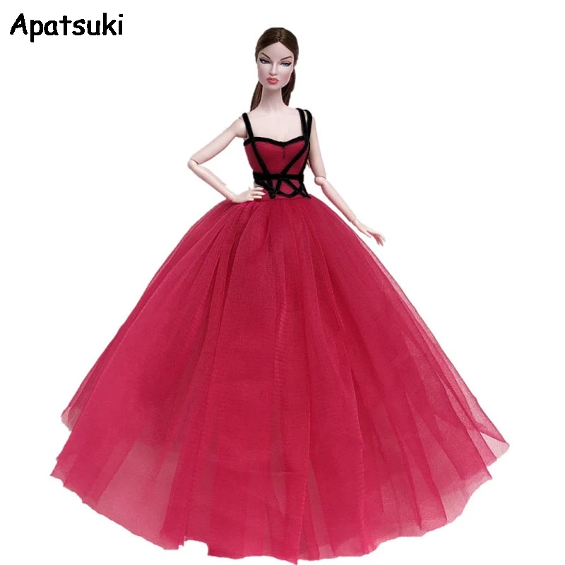 

Red Black High Fashion Doll Clothes for Barbie Doll Dress Outfits Big Evening Dresses Party Gown Vestidoes 1/6 Doll Accessories