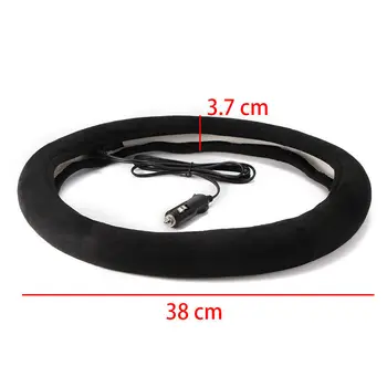 

1pc Black Car Interior Non-slip Car Vehicle Heating Electric Steering Wheel Covers 12v 38cm Heated Car Lighter Plug Wheel Cover