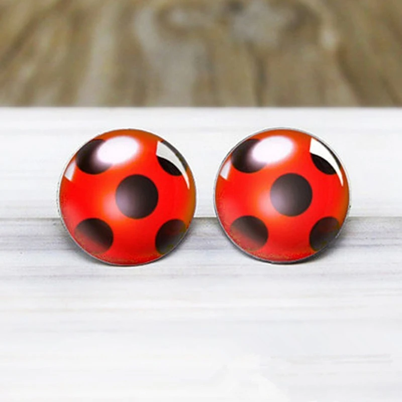 

Miraculous Ladybug Stud Earrings Cosplay Lady Bug Circle With Dot Animal Earrings For Women Girl Party Gift Anime Jewelry