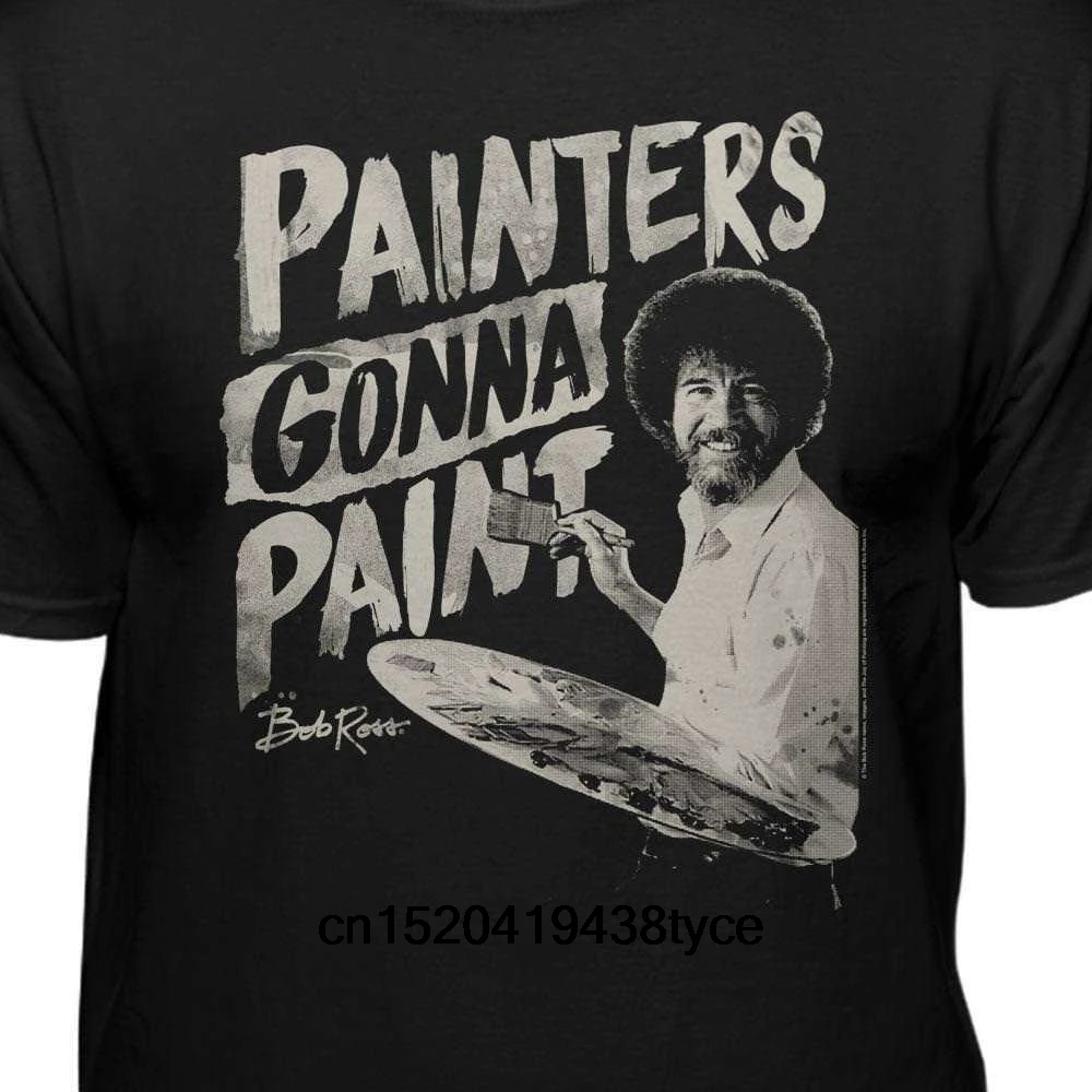 

Fashion Mens Bob Ross Painter's Gonna Paint The Joy of Painting Short Sleeve T Shirt Cotton Tee T-shirt