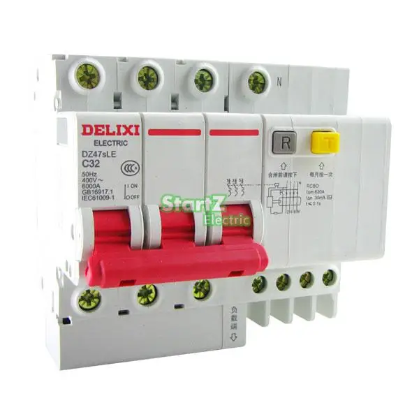63A 3P + N RCBO RCD автоматический выключатель DE47LE DELIXI|rcd circuit breaker|circuit breakerdelixi breaker |