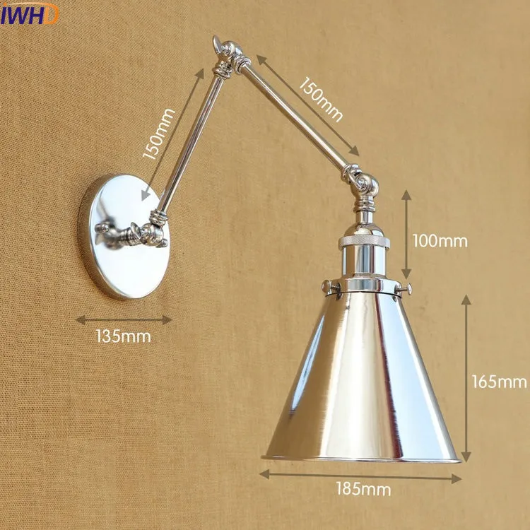 IWHD чердак Эдисон светодиодный настенный светильник светильники качели настенная лампа с длинным кронштейном старинный настенный светильник s Wandlampen аппликация Murale - Цвет абажура: 1
