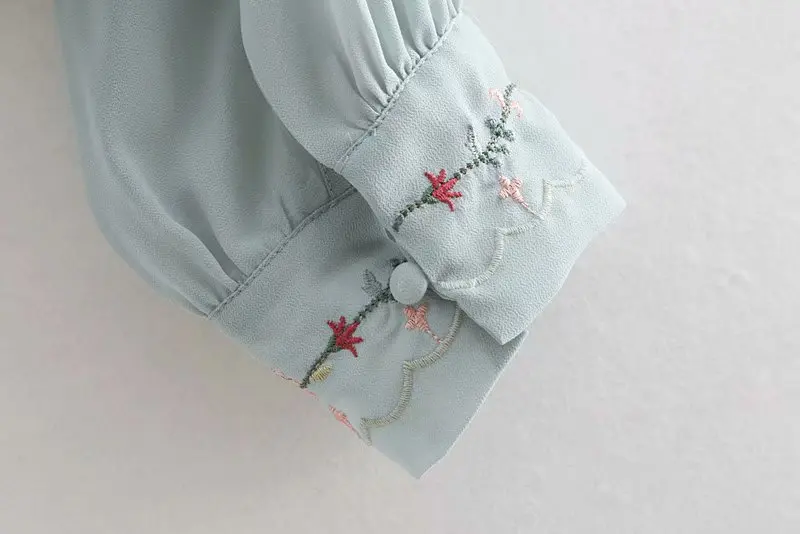 Женщин Хай-стрит элегантный ламинированный оборками Цветочная вышивка шифоновая блузка женская рубашка шик femininas blusas топы LS2500