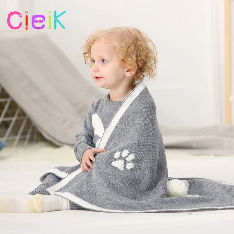 CieiK Baby Blanket Animal Bunny Muslin Floral Swaddle Newborn Girl Boy Soft Wrap Kids Photo Playing Knitted Warm Children Towel  (4)