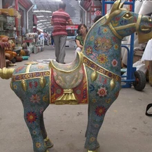 Bi001955 Китай Royal Чистый Бронзовый Перегородчатые Лаки Фэн-Шуй боевой конь Тан Верховая Статуя