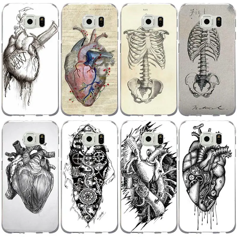 

For Samsung Galaxy Note 3 4 5 8 S3 S4 S5 Mini S6 S7 S8 S9 S10 Lite Edge Plus Vintage Medical Anatomical Heart Diagram Phone Case