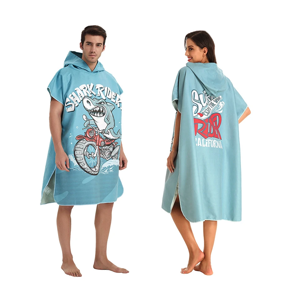 Купальный халат из микрофибры для женщин и мужчин, для плавания, дайвинга, плащ с принтом, пеленальный халат, банное полотенце с капюшоном, пляжное полотенце-пончо, полотенце s - Цвет: C