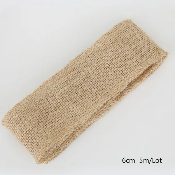 6cm 2,5 см/4 см/6 см/8 см/10 см/15 см ширина 5 м натуральный джут Hessian Мешковина лента для DIY Свадебная вечеринка повязка на стул винтажное украшение дома - Цвет: 6cm
