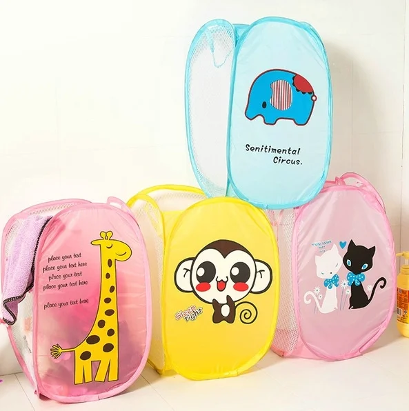 

Dirty Clothes Bag Cute Cartoon Collapsible Hamper Mesh Breathable laundry Basket