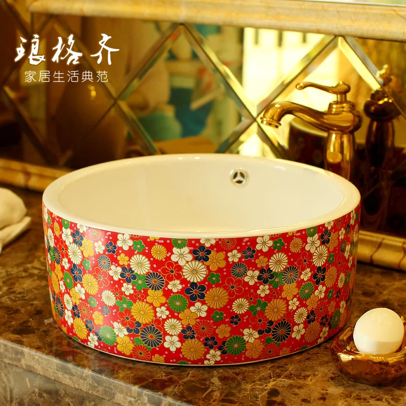 New Product! National mail modern art platform basin wash - the overflow hole flower color |