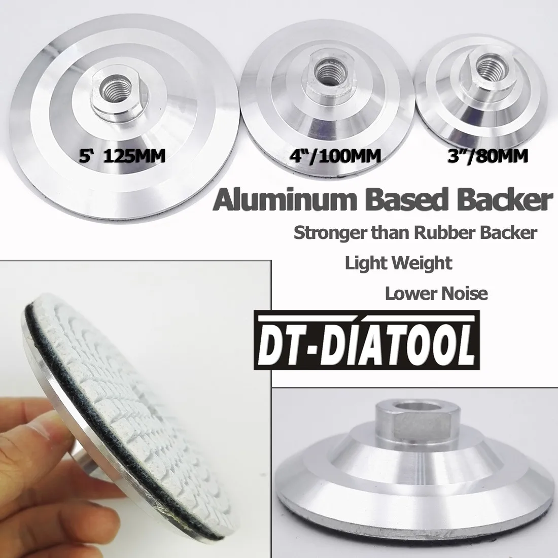 DT-DIATOOL 2 шт. диаметр 5 дюймов/125 мм алмазные шлифовальные диски подложки держатель для алмазной полировки колодки алюминиевая база Backer M14 резьба