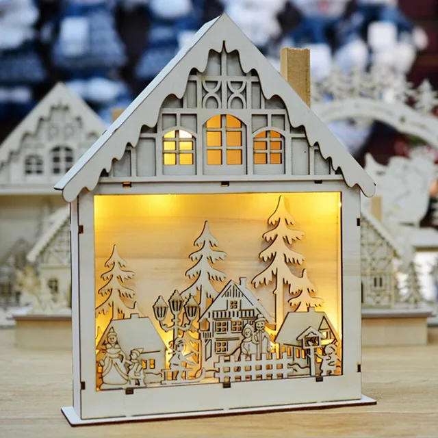 led xmas chalet european american style snow light wooden house decorative xmas tree hanging pendant cabins - Wooden Led Christmas Decoration led xmas chalet european american style snow light wooden house decorative xmas tree hanging pendant cabins - Wooden Led Christmas Decoration