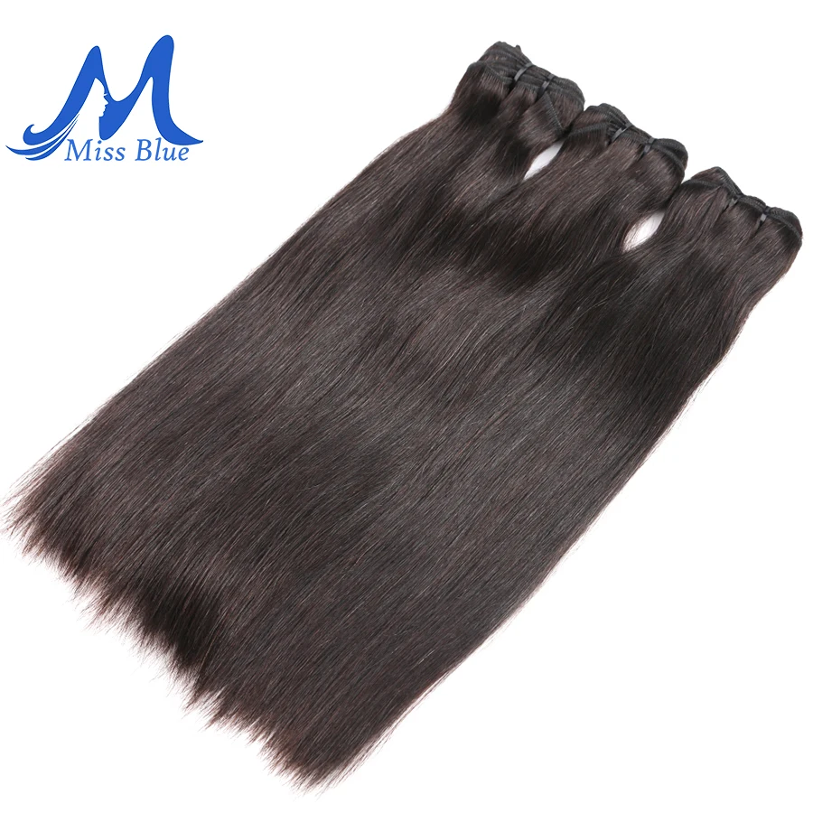 Paquetes de pelo virgen indio Missblue grado recto 10A armadura de cabello humano indio crudo paquetes de extremo completo 1 3 4 p/lotes envío Gratis