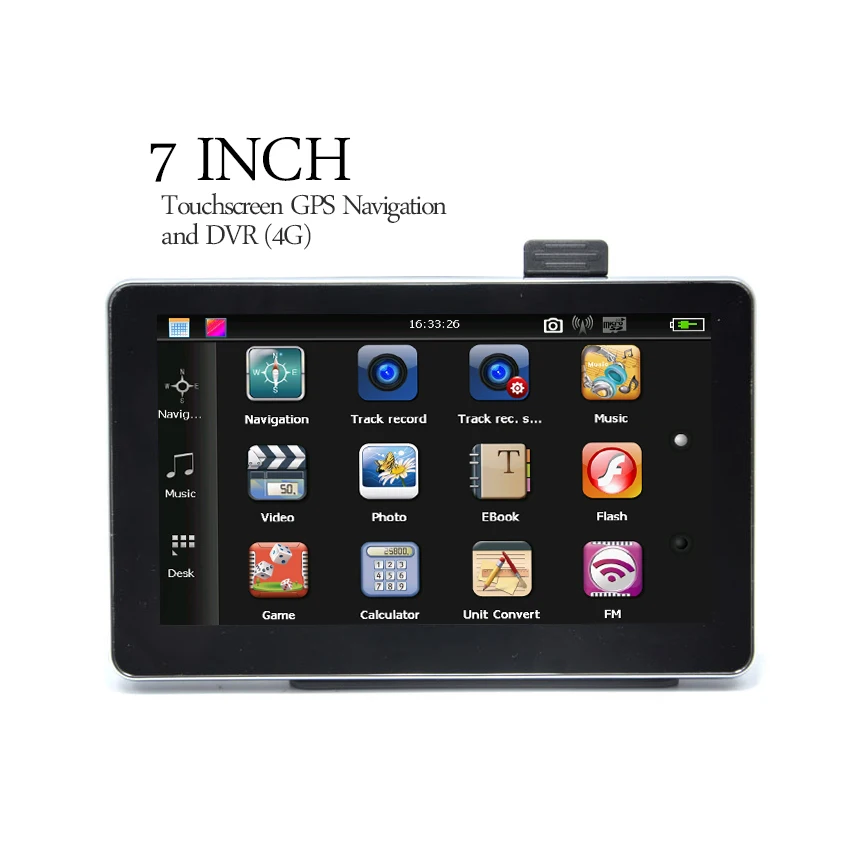 

7 Inch Touchscreen GPS Navigator and DVR (4GB, FM Transmitter) car black box front camera gps navigation