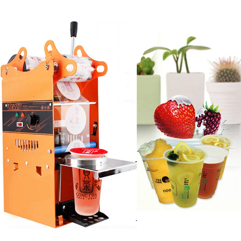 Comprar Envío libre 220 V eléctrico automático burbuja taza de té sellado de la máquina jugo de fruta sellador DHL EMS UPS fedex