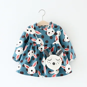 

2019 children girls winter Dress clothing Baby girls new fashion cartoon floral print velvet Dress 1-3 Years !