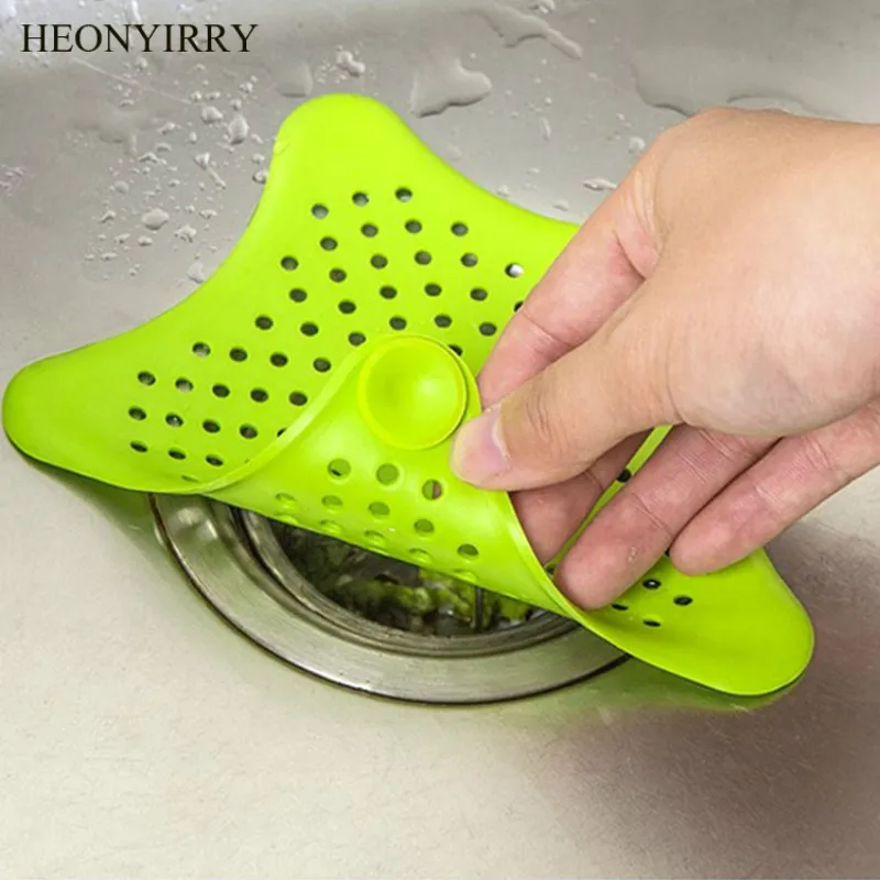 

Kitchen Silicone Sink Strainer Five-pointed Star Sink Filter Bathroom Sucker Floor Drains Shower Hair Sewer Filter Colanders