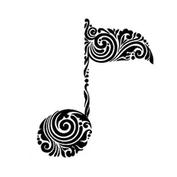 13,1 см * 15,6 см Модный музыкальный символ кудрявый узор Силуэт черный/серебристый виниловый автомобильный стикер Декор S9-0821