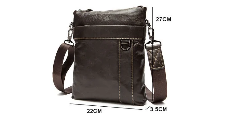 MJ Men's Shoulder Bag Genuine Leather Messenger Bag Real Leather Male Bags Solid Crossbody Handbag for Men High Capacity (1)