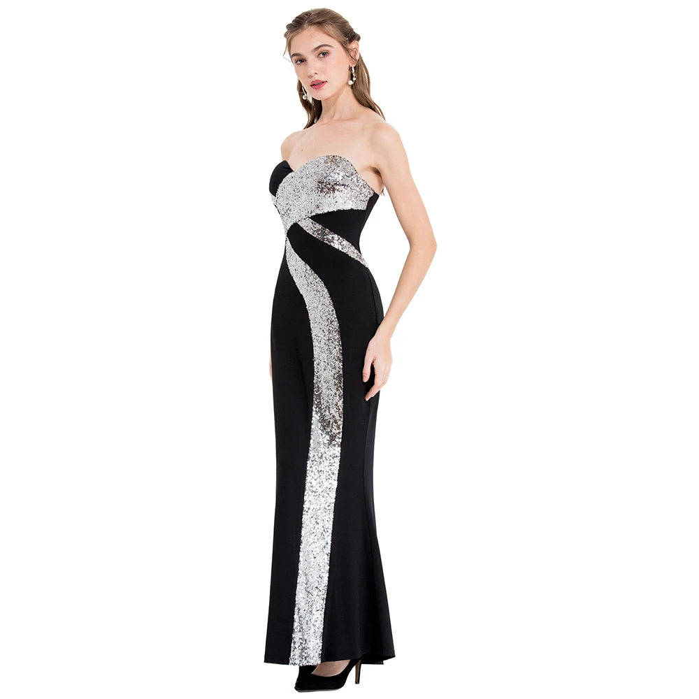 Angel-Fashion, женское платье без бретелек контрастного цвета, платье для матери невесты, комбинированное, вечерние, формальные, черные, 331