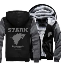 США размер Игра престолов Direwolf Призрак Дом Старк Скоро Зима Куртка Кофты Сгущает Толстовка Пальто Молния
