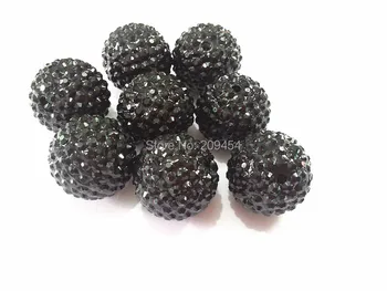 

Wholesale ! Large Size 24mm 80pcs/lot Black Resin Rhinestone Beads For Chunky Jewelry Making