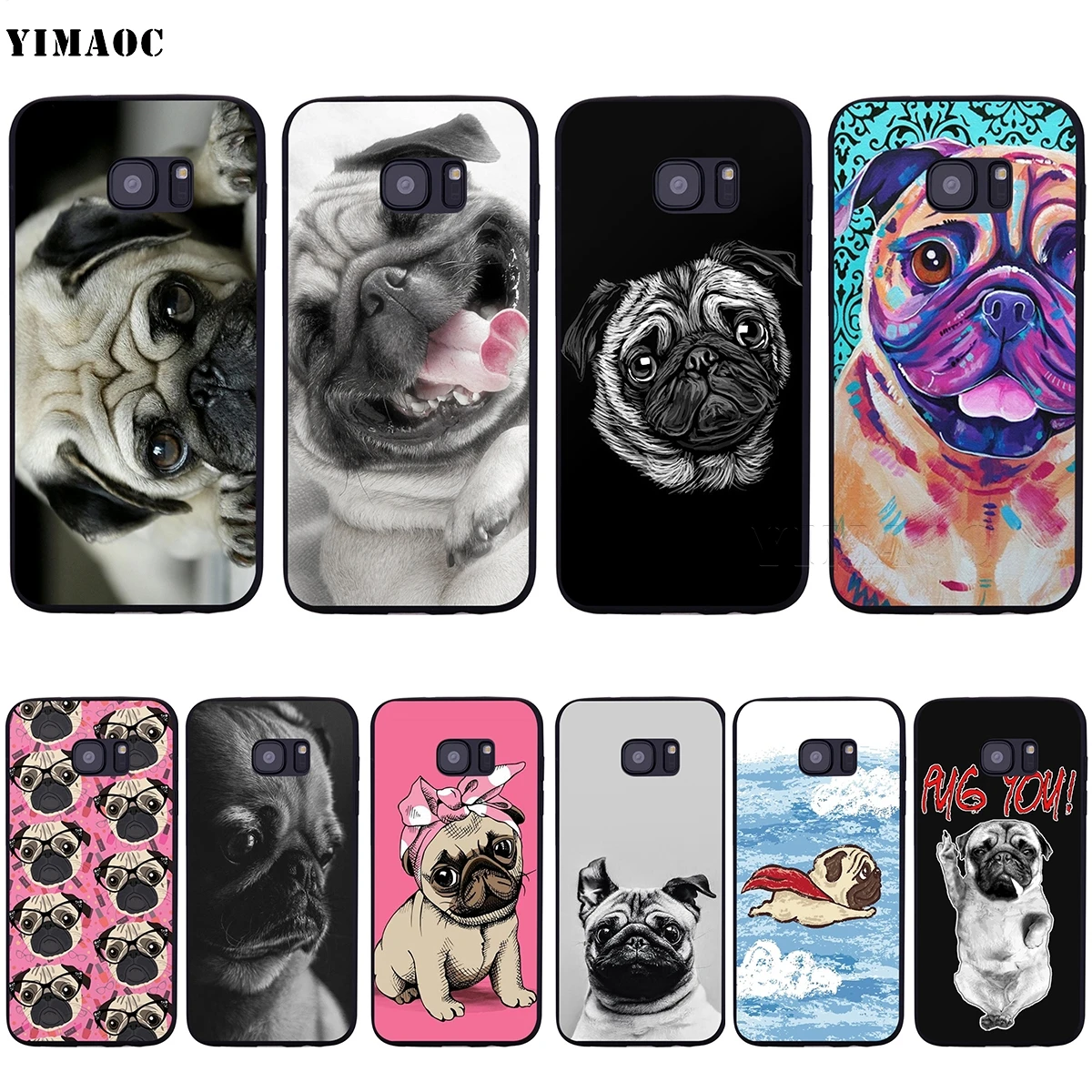 

YIMAOC Cute Pug Dog Case for Samsung Galaxy A7 A8 A9 A10 A20 A30 A40 A50 A70 M10 M20 M30 S10e J6 Plus