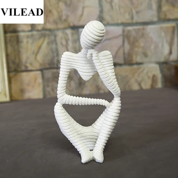 

VILEAD Natural Sandstone Thinker Figurine Miniatures Meditation Thinking Statuettes Souvenirs Vintage Office Home Decor Gifts