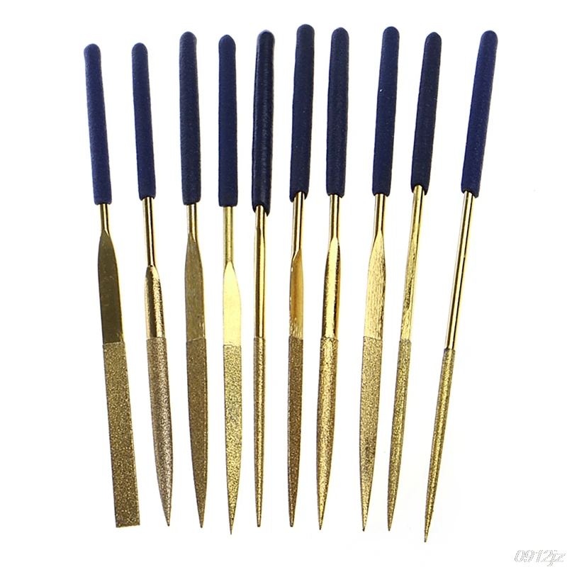 

10Pcs Titanium Diamond Coating Needle Flat File Set Metal Working Craft Tools New Drop ship LS'D Tool