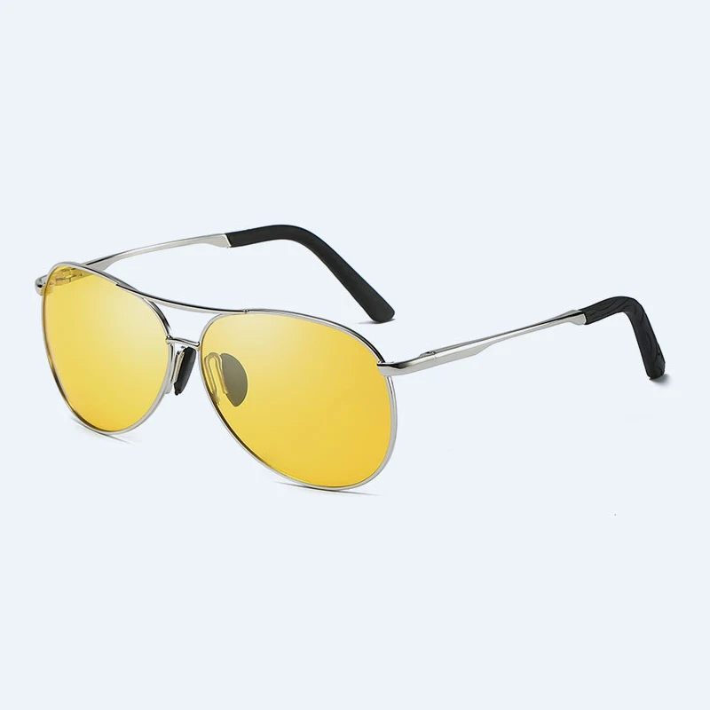 Бренд дизайн солнцезащитные очки для женщин для мужчин поляризационные очки в большой оправе анти бликовые ночного зрения яснее Мужской очки день ноч - Цвет линз: silver for night