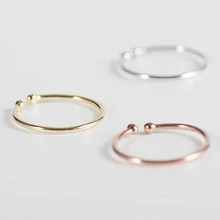 Горячая Распродажа, кольца в простом стиле, 925 пробы, серебро, одноцветные кольца с двойным шариком, розовое золото, для женщин, трендовые ювелирные изделия на каждый день