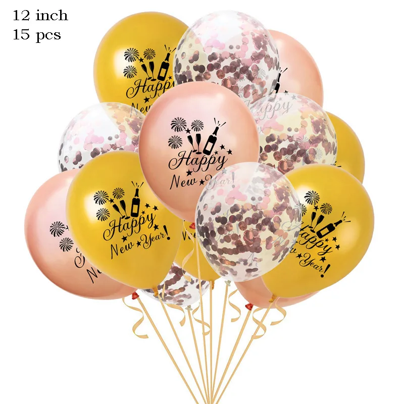 12 дюймов черная звезда счастливый год латексные шары воздушные шары с конфетти цвета розовое золото Счастливого Рождества год вечерние украшения - Цвет: 7