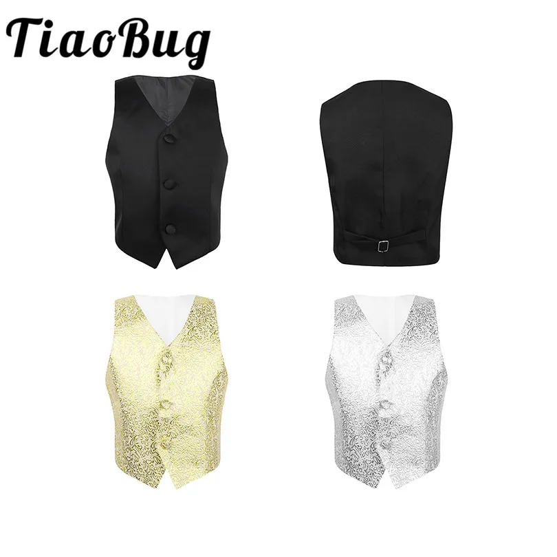 

Sequins Children Kids Boys Gentleman Formal Suits Waistcoat Floral Pattern Dress Vest for Pageant Formal Occasion Great Gift