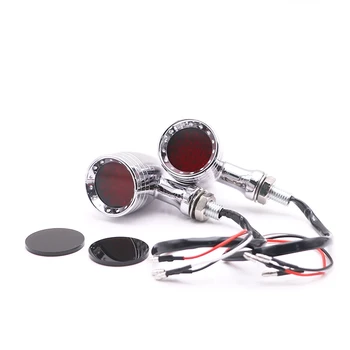 

Universal Motorcycle Bullet LED Turn Signal Brake Light Red Lens Scooter Offroad Cafe Racer Old School Bobber